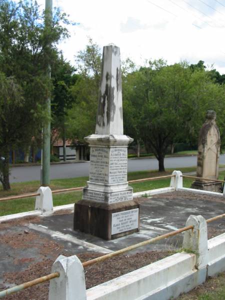 Alexander HALL  | of Glenalva Enoggera  | 12 Jun 1899  | aged 76  |   | wife  | Janet HALL  | died at Ivanhoe, Enoggera  | 7 Nov 1906  | age 86  |   | youngest daughter  | Margaret Mary HALL  | 17 Jul 1885  | age 21  |   | Frederick Telfer McGHIE  | 24 Nov 1931  | aged 56  |   | Ida Boyne HALL  | 25 Sep 1953  | aged 68  |   | James Frederick McGHIE  | 5 Dec 1945  | aged 36  |   | Clara Aucott McGHIE  | 27 Apr 1951  | aged 71  |   | Thomas Boyne HALL  | son of Annie and James Boyne HALL  | 2 Nov 1912  | aged 21  |   | Margaret Jeanette HALL  | infant daughter of  | Annie and James Boyne HALL  |   | George Grimes HALL  | husband of Madge  | 13 Mar 1924  | aged 29  |   | James Boyne HALL  | died at Ivanhoe, Enoggera  | 18 Aug 1915  | aged 64  |   | Annie HALL  | (wife of James Boyne HALL)  | 9 Apr 1916  | aged 62  |   | James Boyne HALL  | fourth son of James and Annie  | 11 Aug 1916  | aged 23  |   | George Alexander  | second son of Clara Aucott and Frederick Telfer McGHIE  | 28 Feb 1928  | aged 15  |   | Edith Annie  | wife of A M McGHIE  | 7 Oct 1929  | aged 48  |   | Ewen  | son of A.M. and E.A. McGHIE  | B: 16 Feb 1918  | D: 16 Feb 1918  |   | St Matthew's (Anglican) Grovely, Brisbane  | 