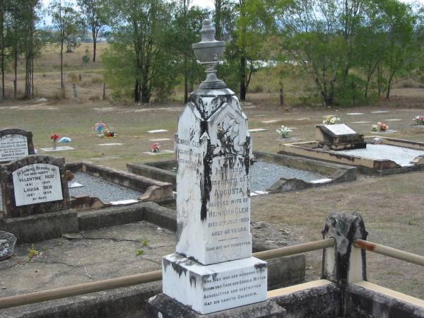 Augusta (wife of) Heinrich CLEM  | 21 Jul 1920, aged 63  | Heinrich CLEM  | 4 Oct 1936, aged 86  | Haigslea Lawn Cemetery, Ipswich  | 