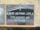 Albert Arthur LEPLA 27 Aug 1981, aged 83 Saint Augustines Anglican Church, Hamilton  