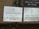 Edward Winston COLLEY 9 Dec 1997, aged 49 Jack COLLEY 14 Aug 1998, aged 89 Saint Augustines Anglican Church, Hamilton  