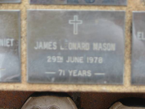 James Leonard MASON  | 29 Jun 1978, aged 71  | Saint Augustines Anglican Church, Hamilton  |   |