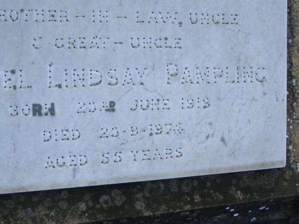 Daniel Lindsay PAMPLING  | b: 23 Jun 1919, d: 23 Sep 1974, aged 55  | Harrisville Cemetery - Scenic Rim Regional Council  | 