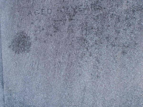 Rachel beloved wife of James NUTLEY  |                               1878, aged 30  | Harrisville Cemetery - Scenic Rim Regional Council  |   | James NUTLEY  | b: 3 Aug 1832, d: 14 Nov 1909  | Rachel NUTLEY  | b: 15 Oct 1838, d 16 May 1878  | 