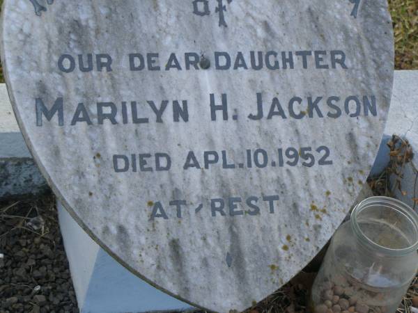 Marilyn H JACKSON  | d:  10 Apr 1953, aged 6 months  | Harrisville Cemetery - Scenic Rim Regional Council  | 