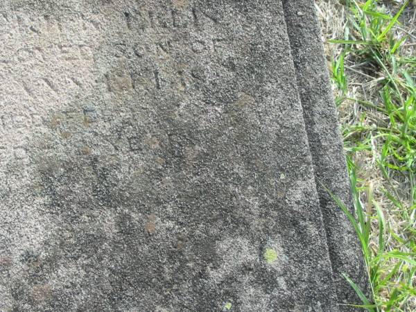 ??rter Nelly  | son of  | Mary Ann LE?IS  | d: Feb 1904?  | aged 2 years  |   | Harrisville Cemetery - Scenic Rim Regional Council  |   | 