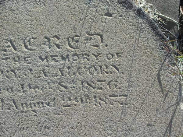 Mary LA ALCORN  | b: 8 ? 1856  | d: 2 August 1877  |   | Harrisville Cemetery - Scenic Rim Regional Council  |   | 