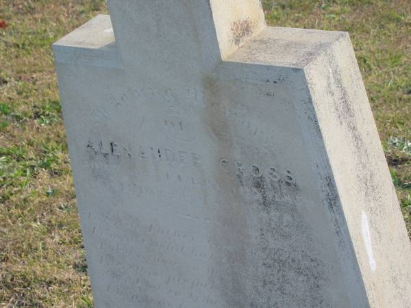 Alexander CROSS  | b: 18 Feb 1850?  | d: 22 May 1878?  | Harrisville Cemetery - Scenic Rim Regional Council  | 