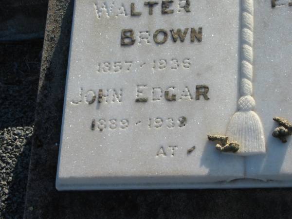 Walter BROWN  | 1857 - 1936  | Elizabeth BROWN  | 1853 - 1943  | John Edgar  | 1889 - 1939  |   | Harrisville Cemetery - Scenic Rim Regional Council  | 
