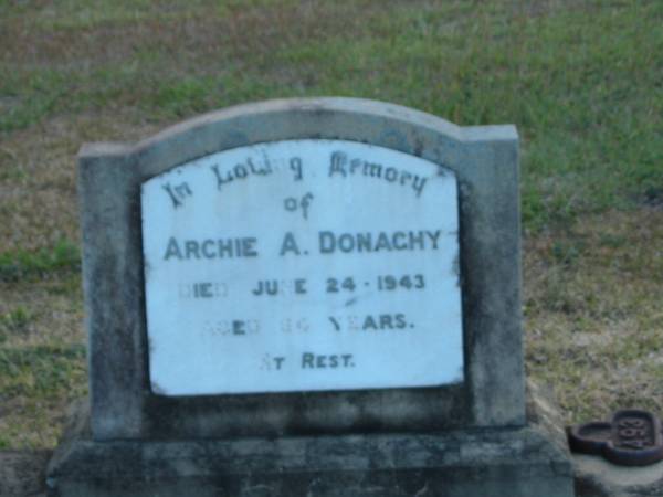 Archie A DONAGHY  | d: 24 Jun 1943, aged 34?  |   | Harrisville Cemetery - Scenic Rim Regional Council  | 