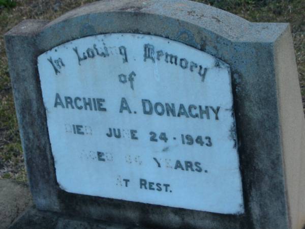 Archie A DONAGHY  | d: 24 Jun 1943, aged 34?  |   | Harrisville Cemetery - Scenic Rim Regional Council  | 