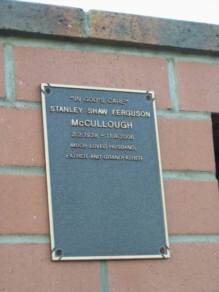 Stanley Shaw Ferguson McCULLOUGH  | b: 2 Feb 1928, d: 11 Aug 2006  |   | Harrisville Cemetery - Scenic Rim Regional Council  | 