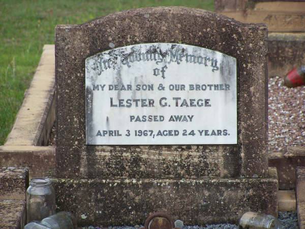 Lester G TAEGE  | d: 3 Apr 1967, aged 24  |   | Harrisville Cemetery - Scenic Rim Regional Council  | 