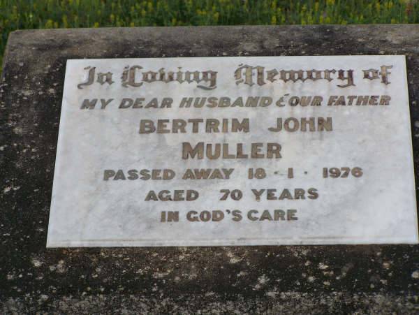Bertrim John MULLER  | d: 18 Jan 1976, aged 70  |   | Harrisville Cemetery - Scenic Rim Regional Council  | 