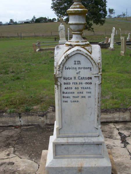 Hugh H CARSON  | d: 26 Feb 1939, aged 80  |   | Harrisville Cemetery - Scenic Rim Regional Council  | 