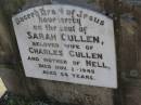 Sarah CULLEN (wife of Charles CULLEN, mother of Nell) d: 3 Nov 1945, aged 54 Harrisville Cemetery - Scenic Rim Regional Council  