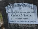 
Lester G TAEGE
d: 3 Apr 1967, aged 24
Harrisville Cemetery - Scenic Rim Regional Council
