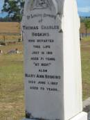 
Thomas Charles HOSKINS
d: 16 Jul 1919, aged 71
Mary Ann HOSKINS
d: 1 Jun 1927, aged 75

Harrisville Cemetery - Scenic Rim Regional Council

