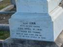 
(husband) Thomas RODERICK
d: 13 Apr 1898, aged 68
(wife) Ann (RODERICK)
d: 6 Apr 1921, aged 80
Harrisville Cemetery - Scenic Rim Regional Council
