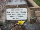 
Ian Jeffrey TAEGE
d: 23 Jun 1938, aged 2 12 years

Harrisville Cemetery - Scenic Rim Regional Council
