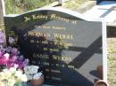 parents; Hermann WEIGEL, 29-4-1900 - 3-10-1993, 93 years; Annie WEIGEL, 29-3-1899 - 17-8-1994, 95 years; St Paul's Lutheran Cemetery, Hatton Vale, Laidley Shire 