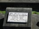 
Wilhelm HABBAN, died 17 Aug 1961 aged 63 years;
St Pauls Lutheran Cemetery, Hatton Vale, Laidley Shire
