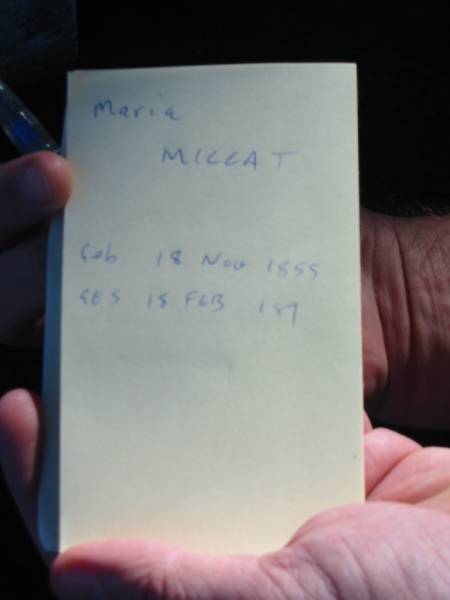 Maria MILLAT, born 18 Nov 1855 died 18 Feb 1891,  | St Paul's Lutheran Cemetery, Hatton Vale, Laidley Shire  | 