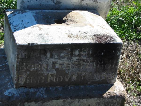 Mary SCHLOSS, born 17 Feb 1881 died 7 Nov 1883;  | St Paul's Lutheran Cemetery, Hatton Vale, Laidley Shire  | 