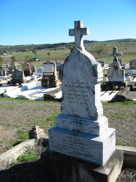 Peter Petersen BECK, born 21 Dec 1834 died 3 March 1910;  | Anna BECK, born 26 July 1839 died 21 Aug 1918;  | St Paul's Lutheran Cemetery, Hatton Vale, Laidley Shire  | 