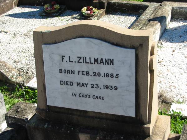 F L ZILLMANN; b: 20 Feb 1885; d: 23 May 1939  | St Paul's Lutheran Cemetery, Hatton Vale, Laidley Shire  | 