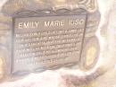 
Emily Marie IUSO,
only child of Tony & Jonny IUSO,
20-7-92 - 27-6-96;
Helidon Catholic cemetery, Gatton Shire
