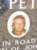 
Dwayne Peter SMIT,
born 26-3-1970 Numurkah Vic,
died 28-5-1988 Helidon Qld,
passenger in road accident,
son of John & Elizabeth,
brother of John, Sean, Louise & Marcus,
brother-in-law of Elizabeth,
uncle of Zacharias;
Helidon Catholic cemetery, Gatton Shire
