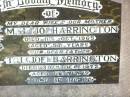 
M.J. (Jo) HARRINGTON, wife mother,
died 11 Oct 1965 aged 57 years;
T.J. (Joe) HARRINGTON, father,
died 30 Dec 1972 aged 68 years;
Helidon Catholic cemetery, Gatton Shire
