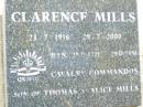 
Clarence MILLS,
23-7-1916 - 29-7-2000,
son of Thomas & Alice MILLS;
Helidon Catholic cemetery, Gatton Shire
