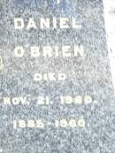 Johanna O'BRIEN, died 19 May 1968, 1894 - 1968; Daniel O'BRIEN, died 21 Nov 1960, 1885 - 1960; Helidon Catholic cemetery, Gatton Shire 