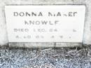 
Donna Maree KNOWLES,
died 24 Dec 1962 aged 6 12 months;
Helidon Catholic cemetery, Gatton Shire
