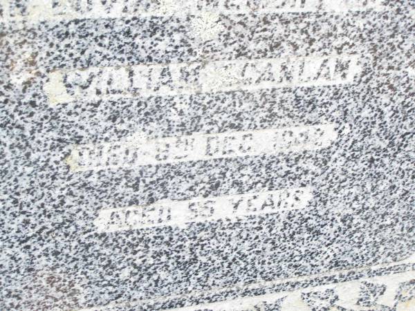 William (Bill) SCANLAN,  | died 8 Dec 1942 aged 55 years;  | Helidon Catholic cemetery, Gatton Shire  | 