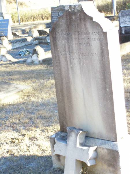 Doreen O'SULLIVAN,  | died 19 Nov 1915 aged 13 years;  | Albert O'SULLIVAN,  | daged 3 days;  | Helidon Catholic cemetery, Gatton Shire  | 