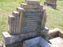 
parents;
William BAILEY,
died 17 July 1933 aged 71 years;
Annie BAILEY,
died 20 March 1949
aged 84 years;
Helidon General cemetery, Gatton Shire


