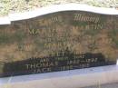 Martha MARTIN, of Scotland, died visiting her son John Martin, 1858 - 1923; Margaret, wife, 1862 - 1937; Thomas, son, 1892 - 1892; Jack, son, 1895 - 1915; Helidon General cemetery, Gatton Shire 