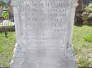 Robert BARCLAY,
native of Dunfermline Fife shire Scotland,
died 18 Nov 1918 aged 80 years;
Jane BARCLAY,
Alexandria Dumbartonshire Scotland,
died 14 Nov 1918 aged 81 years;
Helidon General cemetery, Gatton Shire