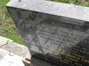 Auguste Emilie Martha TOPP,
wife mother,
died 10 Sept 1961 aged 77 years;
Carl Heinrich Ernst TOPP
died 24 May 1971 aged 91 years;
Helidon General cemetery, Gatton Shire