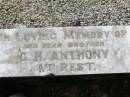 G.H. ANTHONY,
brother;
Helidon General cemetery, Gatton Shire