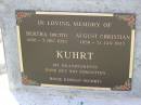 
Bertha (Mutti) KUHRT,
1838 - 3 Dec 1932;
August Christian KUHRT,
1838 - 31 Jan 1922;
grandparents of Rose KIRWAN (KUHRT);
Helidon General cemetery, Gatton Shire
