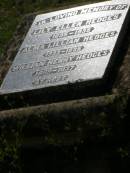 
Lily Ellen HEDGES,
1895 - 1935;
Alma Lillian HEDGES,
1933 - 1935;
William Henry HEDGES,
1889 - 1937;
Helidon General cemetery, Gatton Shire
