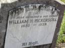 William H. PICKERSGILL,
husband father,
1880 - 1939;
Helidon General cemetery, Gatton Shire