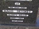 Maud DEVINEY,
aunty "Billie",
1899 - 1987;
Helidon General cemetery, Gatton Shire