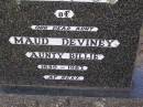 
Maud DEVINEY,
aunty "Billie",
1899 - 1987;
Helidon General cemetery, Gatton Shire
