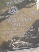 William (Bill) MASON,
4-8-1915 - 4-1-2003,
husband father grandfather great-grandfather;
married 23-5-1942;
Moffatdale Murgon & Woody Point Redcliffe;
Helidon General cemetery, Gatton Shire