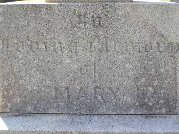 Mary,  | daughter of Robert & Mary Emma SMITH,  | died 20 Aug 1915 aged 14 years 9 months;  | Helidon General cemetery, Gatton Shire  | 