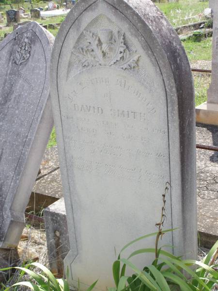 David SMITH,  | died 20 April 1914 aged 56 years;  | Helidon General cemetery, Gatton Shire  | 